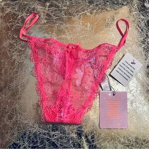 Savage X Fenty Crystal Mesh Thong Iridescent/Neon pink BN